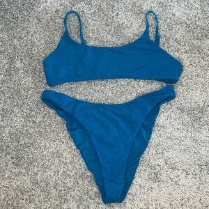 Superdown Mia Ribbed bikini in Aqua